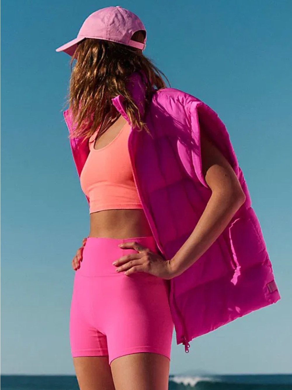 FP Movement In A Bubble Puffer Vest RT $148 Hot Pink Size Small